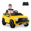 Costway 12v Enfants Roulent Sur La Voiture Chevrolet Tahoe Camion Electrique Suv Telecommande W / Lumiere Et Musique Jaune