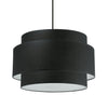 Petit lustre Priya de Dainolite avec abat-jour noir et blanc, fini noir mat et 4 ampoules