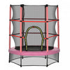 Outsunny Trampoline pour enfants Φ55\" avec filet, cadre en acier, rebondeur rond d'interieur, age 3 a 6 ans, rose