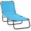 Outsunny Chaise Longue Pliante Avec Dossier Reglable, Bleu Ciel