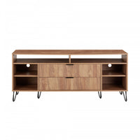 Meuble TV Dumbo Modern 160 cm a rainures, finition brun dore