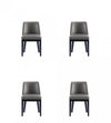 Chaise de salle a manger moderne Gansevoort en bois et cuir vegetalien graphite - Lot de 4