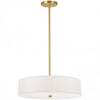 Luminaire suspendu Everly de Dainolite avec abat-jour blanc, fini laiton vieilli et 4 ampoules