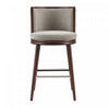 Tabouret de bar moderne en bois avec assise rembourree, coloris colombe, Evalyn