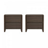 Table de nuit moderne Linda 24\" en noyer brun (2 tiroirs) - Lot de 2