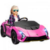 Qaba Voiture Electrique Pour Enfants 12 V, Alimentee Par Batterie, Lamborghini Autentica, Voiture Pour Enfants Sous Licence Avec Portes Papillon, Telecommande, Lumieres, Rose