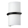 Applique murale Wallace de Dainolite en verre blanc opale, avec fini noir mat et ampoule de 14 W