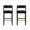 Tabouret de bar moderne Patricia en bois et tissu noir - Lot de 2
