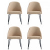 Chaise de salle a manger moderne Gracie en cuir vegetalien et metal, couleur beige et noir - Lot de 4