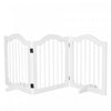 Pawhut Barriere Pliable Pour Chiens 24\" De Haut Barriere Pour Animaux 3 Panneaux Bois Avec 2 Pieds De Support, Pour Interieure Escaliers Porte, Blanc