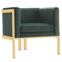 Fauteuil d’appoint Paramount de Manhattan Comfort en laiton poli et en velours - vert forêt