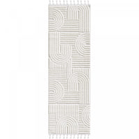 Carpette à poil long Quinto à motif de cercles géométriques - 2 pi 7 po x 8 pi