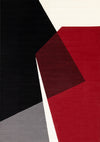 Carpette Forte rouge, noire et blanche à motif géométrique - 7 pi 9 po x 10 pi 6 po