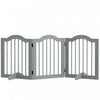 Pawhut Barriere Autoportante Pour Chien De 24\" De Haut, Barriere Pliable En Bois Pour Interieur, 3 Panneaux Avec 2 Pieds De Support, Pour Porte, Escaliers, Gris Clair