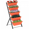 Outsunny Lit de jardin sureleve a 5 niveaux avec trous d'ecoulement, rouge