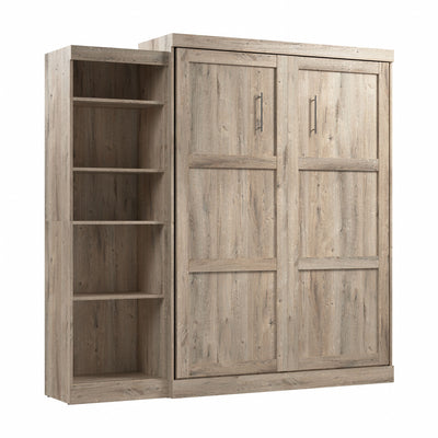 Bestar Pur Queen Murphy Shelving Unit 90-Inch Wall Bed - Rustic Brown|Grand lit escamotable mural Pur de Bestar de 90 po avec tablettes - brun rustique