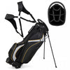 Support De Golf Costway, Sac Pour 8 Clubs De Golf, Organiseur De Transport Separateur, Poches De Rangement, Noir