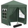 Outsunny 6.6' X 6.6' Tente De Fete Tente D'exterieur Pliante Gazebo Avec Parois Laterales Vert