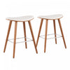 Tabouret moderne du milieu du 20e siècle Saddle de hauteur comptoir en similicuir blanc - ensemble de 2