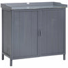 Outsunny Armoire De Rangement De Jardin, Table D'empotage D'exterieur, Gris