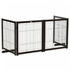 Pawhut Barriere De Securite Pour Animaux Barriere Modulable Pliable 4 Panneaux En Bois De Pin Massif 2 Pieds Support 120\" X 14\" X 32.25\" Cafe Et Noir