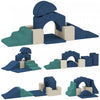 Qaba Ensemble De Jeux Pour Bebe 7 Pieces, Blocs D'escalade En Mousse, Bleu