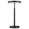 Lampe de table Francine de Dainolite en acrylique blanc qui diffuse la lumière, avec fini noir sablé et ampoule de 10 W