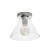 Grand plafonnier affleuré Roswell de Dainolite en verre transparent, avec fini chromé satiné et 1 ampoule