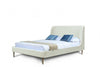 Lit double Heather style milieu du siecle moderne, rembourre en velours creme et or