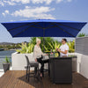 Costway Parasol cantilever 10'x13' pour terrasse, aluminium, rotation 360°, inclinable, bleu marine