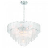 Suspension A 19 lampes Bianca, Nickel Poli, Verre Cristallin De Type Piastra