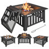 Outsunny Brasero Exterieur avec Tisonnier, Brasero a Bois, Noir