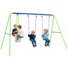 Outsunny Ensemble de balancoires pour enfants avec planeur, 2 sieges de balancoire, cadre en A en metal robuste avec corde reglable pour les enfants de 3 ans et plus, vert