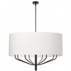 Lustre Eleanor de Dainolite avec abat-jour blanc, fini noir mat et 8 ampoules