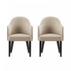 Fauteuil moderne Hillman en cuir vegetalien et velours avec accoudoirs en bois, sable - Lot de 2