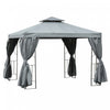 Outsunny 10' X 10' Pavillon De Jardin Tonnelle Barnum Gazebo Avec Parois Laterales Gris Fonce