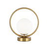 Lampe de table Adrienna de Dainolite en verre blanc opale, avec fini laiton vieilli et 1 ampoule