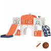 Qaba Toboggan 9-en-1 pour Tout-Petits avec Panier de Basket, pour Enfants de 1 a 3 Ans, Orange