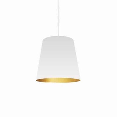 Dainolite Oversized Drum 1 Light Pendant Medium White/Gold Shade Lamp|Luminaire suspendu moyen de Dainolite avec très grand abat-jour cylindrique blanc et doré, et 1 ampoule