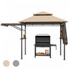 13.5’ X 4’ Patio Bbq Grill Gazebo Auvents Lateraux Etageres 2 Tier Canopy Exterieur