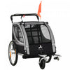 Aosom Remorque velo pour enfants avec rangement, harnais 5 points, poussette bebe, Gris
