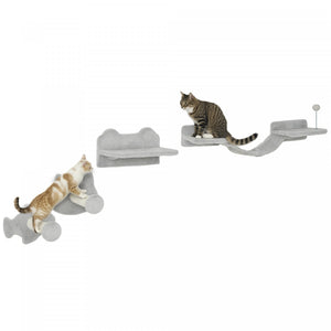 4 Pieces Etageres Murales Pour Chat Avec Marches, Griffoirs