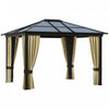 Outsunny 12'l X 10'w Hard Top Gazebo Canopy Sunshelter Pare-soleil Impermeable Avec Parois Laterales Et Moustiquaire