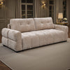 Maeve 92 po. Canape-lit en chenille touffete avec rangement sous l'assise - Beige