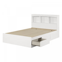 Step One Ensemble Lit Matelot Et Tete De Lit Bibliotheque - Blanc Solide