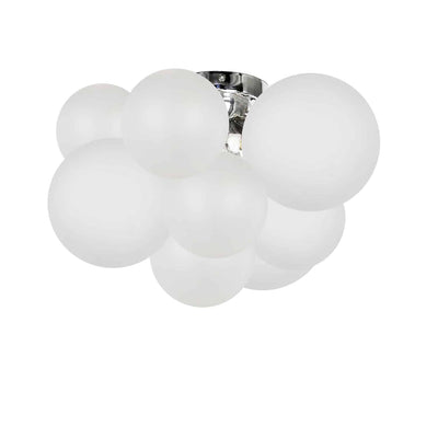 Dainolite Miles 3 Light Flush Mount Polished Chrome Frosted White Glass Lamp|Plafonnier affleuré Miles de Dainolite en verre blanc givré, avec fini chromé poli et 3 ampoules