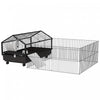 Pawhut Cage En Metal Pour Petits Animaux, Cage A Lapin Pour Cochon D'inde, Chinchilla, Herisson, Lapin Avec Roues Amovibles Et Cloture Pliable Et Amovible 47,2\" L X 66,9\" L X 24,4\" H