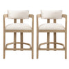 Ensemble De 2 Tabourets Tiffany De 26 Po (Hauteur De Comptoir) Avec Structure En Bois Massif, Tissu aspect lin - Fini Naturel