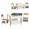 Qaba Ensemble Table Et Chaises 3 Pieces Pour Enfants, Ensemble Table Et Chaises 2 En 1 Avec Plateau Reversible, Tableau Noir, Rangement, Etageres, Pour Salle De Jeux, Creche, Salle De Classe, Gris