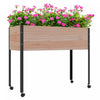 Outsunny Jardin Sureleve En Bois Avec Roues, Jardiniere Surelevee Avec Pieds En Metal, Trous De Drainage Et Revetement De Sol, Pour Legumes, Fleurs, Herbes.